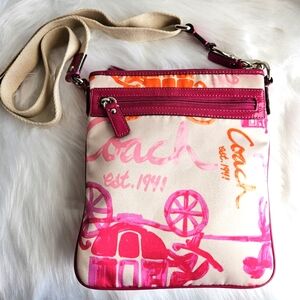 Coach 1941 Sateen Horse & Carriage Cross-Body Bag Pink & Orange